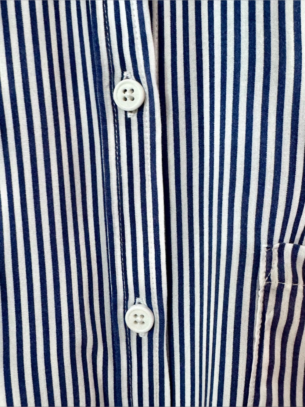 Cosmic Blue Love Blue White Stripe Button Front Blouse XL 100% Rayon Lightweight - Picture 5 of 11